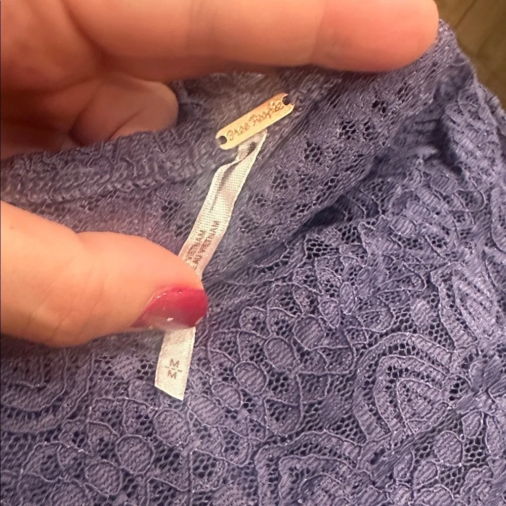 NEW Free People Lila Mini Dress Purple Lace Sz M